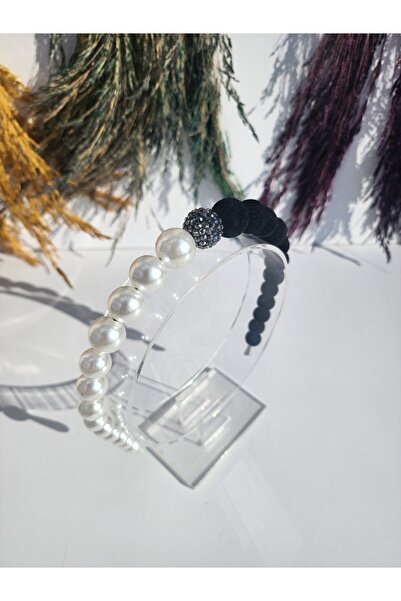 ARBABAG&ACCESSORY БЯЛА ПЕРЛА И ЧЕРЕН НУБУК ДВУЦВЕТНА ДАМСКА КОРОНА, съвместима