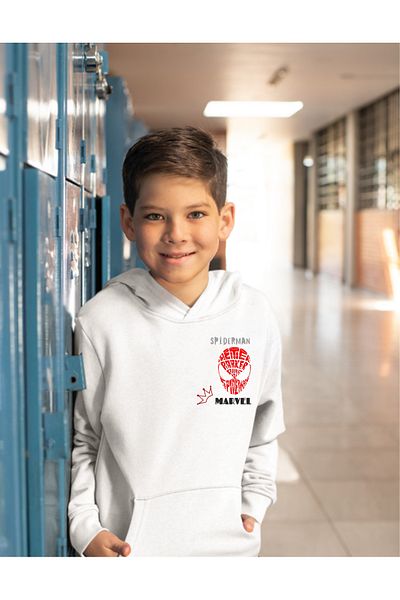 AEMİ Hanorac cu glugă supradimensionat cu imprimeu Spiderman Spiderman pentru băieți