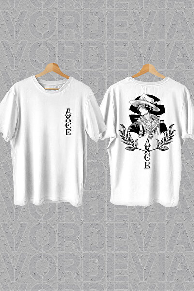 Vordevia Tricou supradimensionat alb cu imprimeu One Piece Asce