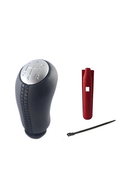 OtoAliEfe Clio 3 Black Stitching Chrome Cover Leather Gear Shift Knob
