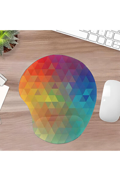 UcuruStore Πολύχρωμα Τρίγωνα Οβάλ Επιφάνεια Ποντικιού με Στήριγμα Καρπού