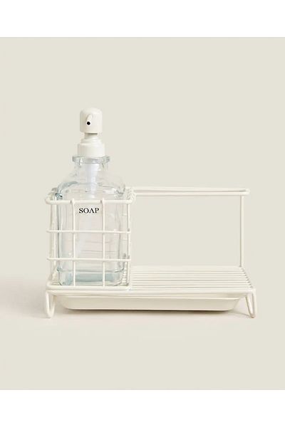 ZARAAHOME White Metal Stand Liquid Soap Dispenser