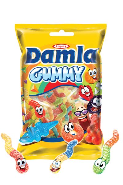 TAYAŞ 1 kg Drop Gummy Worms - Sour Gel Candy