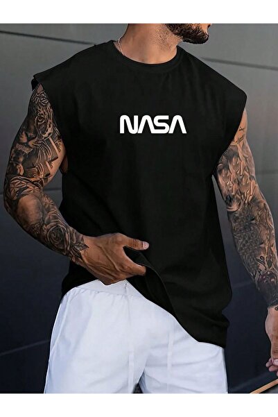BENROMA Nasa Baskılı Unisex Kolsuz Tişört