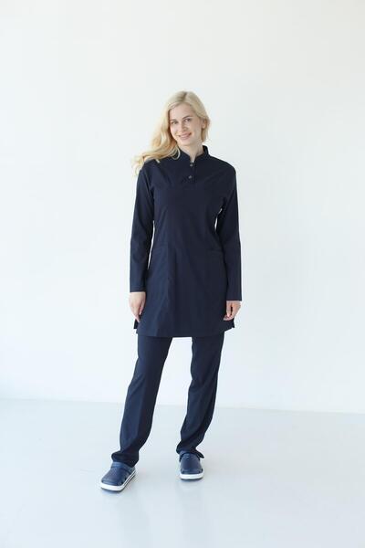 Dr. Mitra بدلة طبيب ممرضة جراحية حجاب ليكرا للنساء باللون الأزرق الداكن