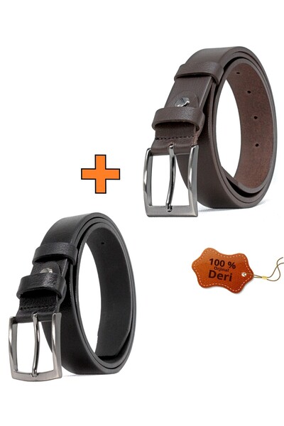 Pino44 Cureaua clasica din 2 piese 100% piele de bivol