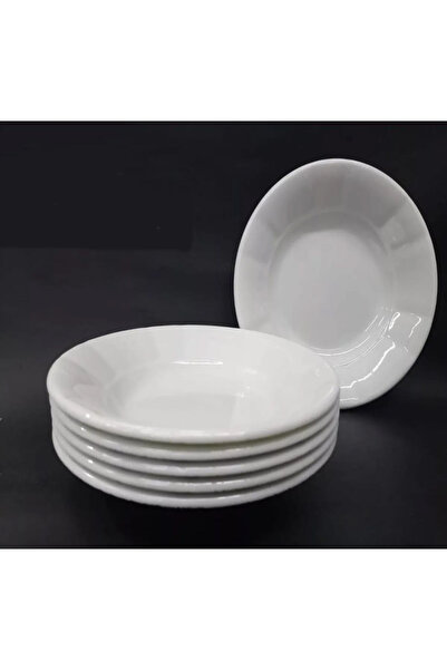 abnturk 3 Adet Beyaz Oluklu Melamin Çukur Yemek Tabağı 18x3cm Pilav, Kuru Noh...