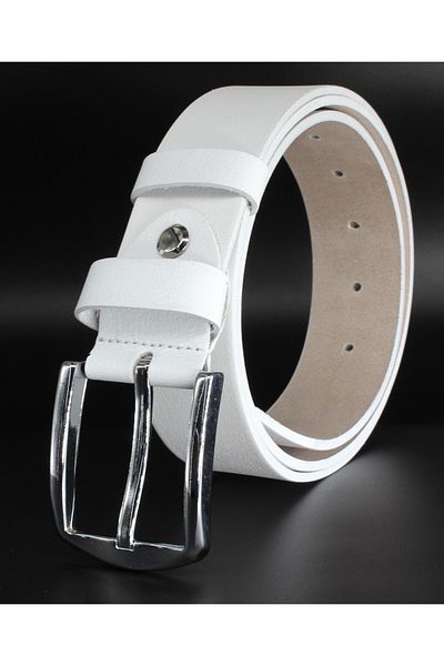Pino44 100% Buffalo Leather Classic Men's Belt 3.5cm White
