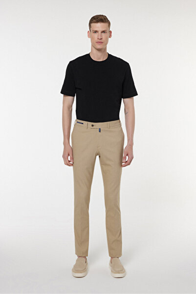 Andrea Nicolotti بنطلون قماش خردل مخطط 2833-1