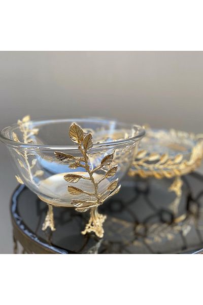 vanilya accessory Leaf model presentation bowl gold color brass
