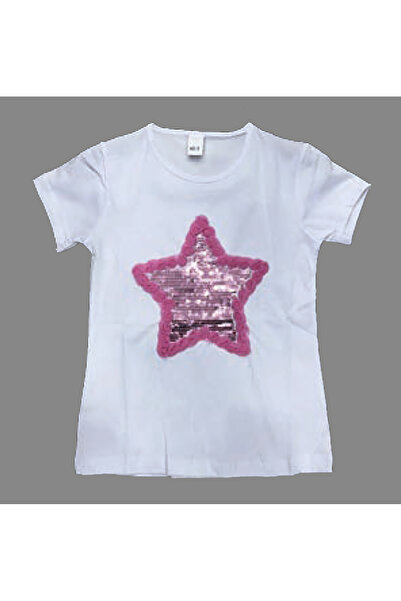 FATELLA Κοριτσίστικο κοντομάνικο μπλουζάκι με παγιέτες και σχέδιο αστεριών γι...