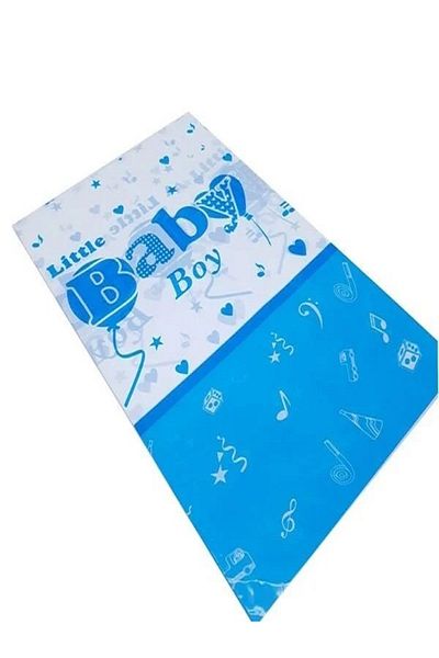 Kazanabil A LITTLE BABY SIZE WRITTEN DISPOSABLE PLASTIC TABLE COVER BLUE