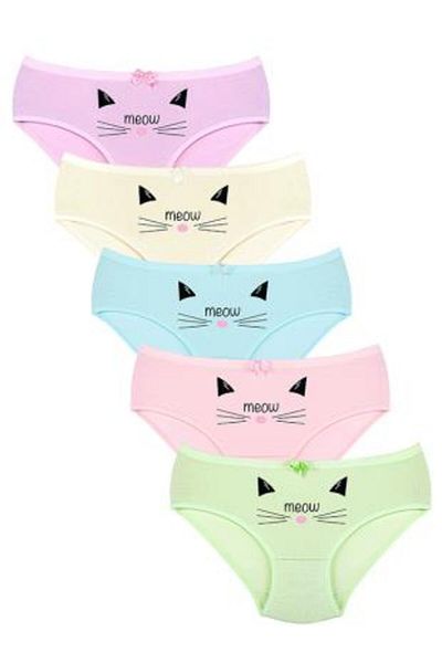 Newlilla 014 Girl's Mix 5 Pack Printed Panties Pack V22