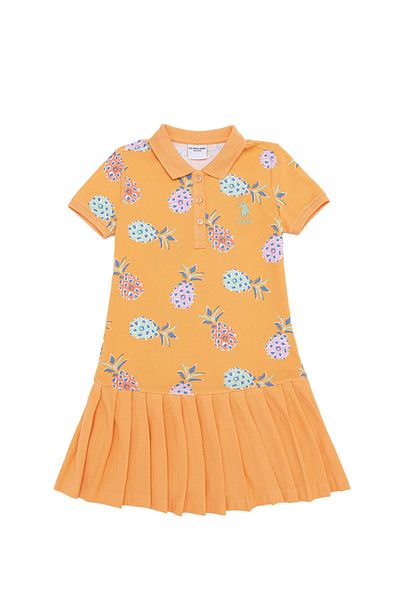 U.S. Polo Assn. Girl's Orange Short Sleeve Knitted Dress