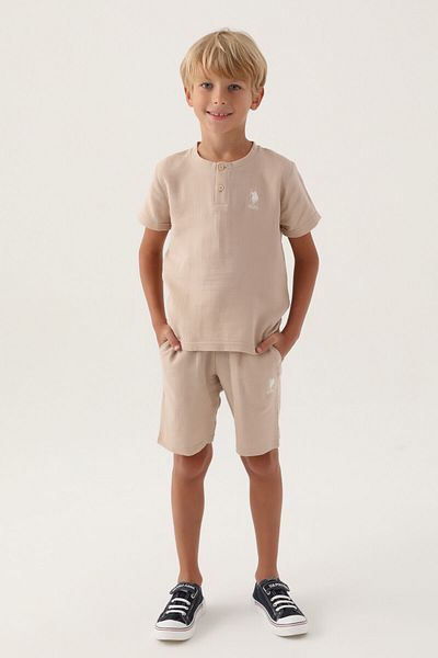 U.S. Polo Assn. Boy's Brown Bermuda Set