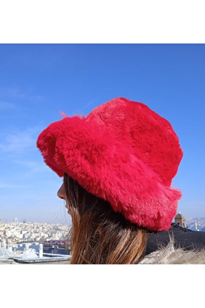 Shopiolog Αφράτο βελούδινο καπέλο Χειμερινό καπέλο από ψεύτικη γούνα Heart Fl...