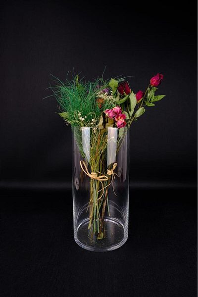 Digithome 15X30 cm Glass Decorative Cylinder Vase - C1-1-288