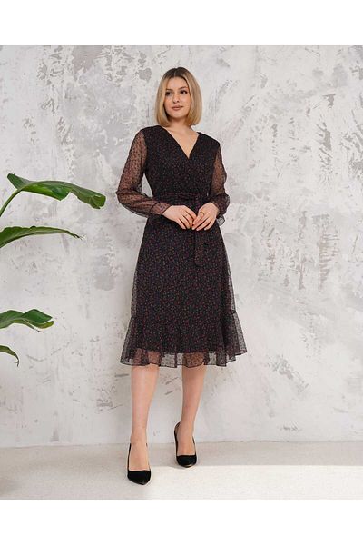 CİXAPLE Side Zipper Midi Length Lycra Tulle Dress with Elephant