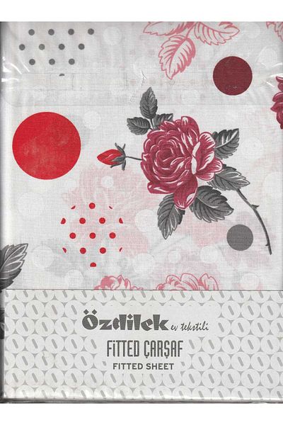 Özdilek Fitted Elastic Sheet Set Padded Sheet 100% Cotton Ranforce 160 x 200 Double Red Rm555