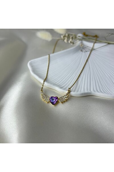 Steel Fashion İstanbul Gold Zirkon Taşlı Kanatlı Kalp Kolye