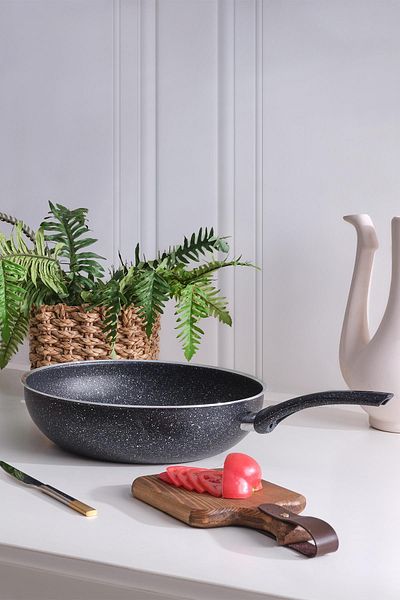 Znp Home Wok Pan 24 Cm Granite Deep Wok Pan