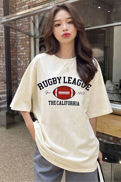 EFBUTİK Beige Unisex Rugby League T-Shirt