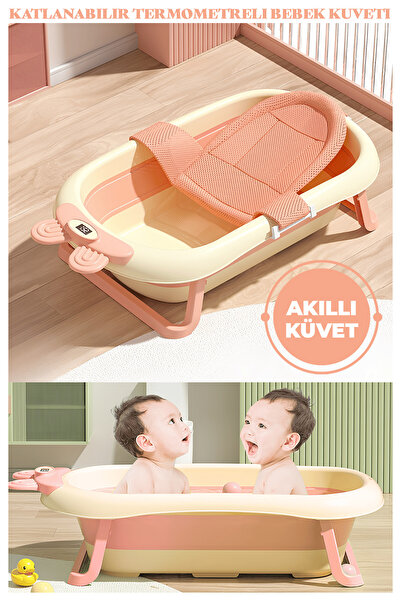 Manken İstanbul Katlanabilir Termometreli Bebek Küveti Ve Filesi Yazlık Bebek Havuzu