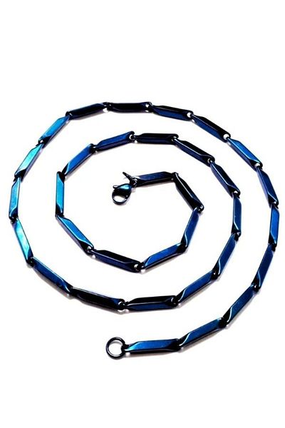 TÜKKAN ACCESSORİES 316l الفولاذ الجراحي الأزرق الداكن مطلي 55 سم Vip سلسلة الصلب قلادة-çkol41