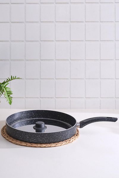 Znp Home Fish Pan 34 cm Pan with Lid Granite Bazlama Pastry Pan