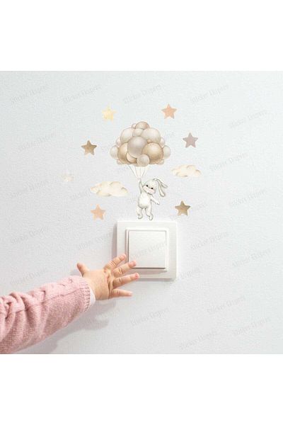 Sticker Ekspres Autocolant pentru priză Balon Rabbit And Stars P13
