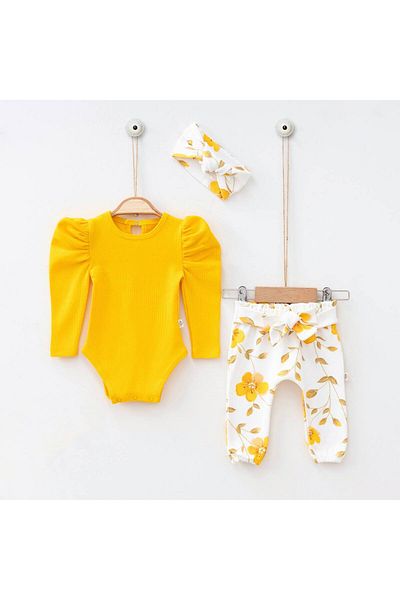 COLORED BABY Baby Girl Watermelon Sleeve Cotton Top and Bottom Set 3 Pieces