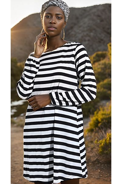 RESPİRO COMBED STRIPED ARM TIP RUBBER TUNIC