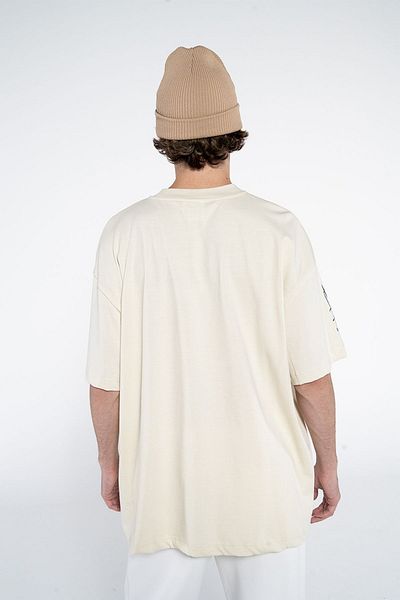 Friday Offset Μπλουζάκι Leo Ανδρικό Μπεζ 100% Βαμβάκι Extra Oversize Crew Neck T-shirt