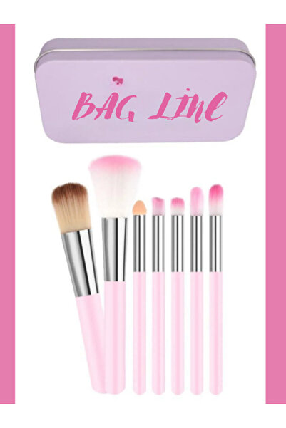 Bagline Pink 7-Piece Brush Set with Metal Box