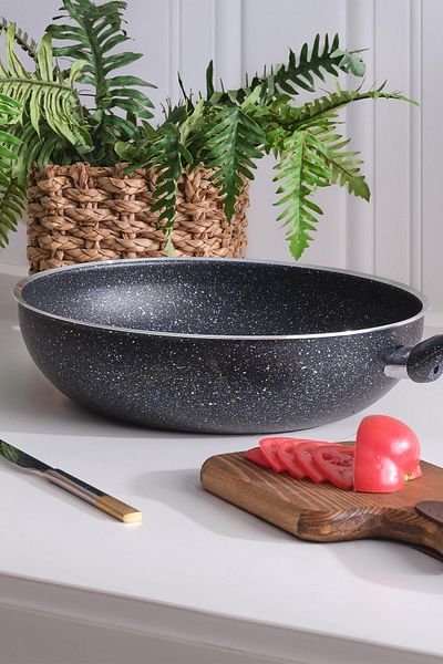 Znp Home Wok Pan 28 Cm Granite Deep Wok Pan