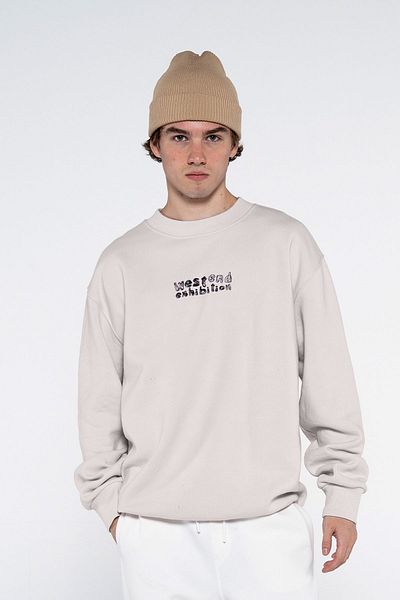 Friday Offset Ono Ανδρικό εκρού φούτερ με λαιμόκοψη Extra Oversize - Rose Gold 3 νήματα