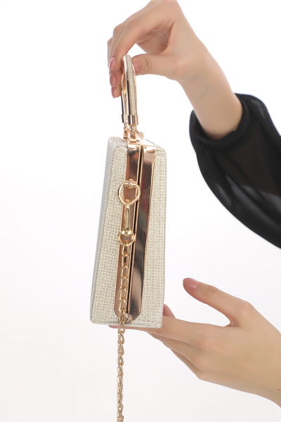 womenacs Gold Gold Color Breast Material Women's Evening Dress Clutch Portfolio Bag