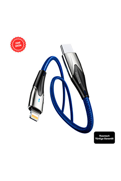 ROSSTECH Usb-C To Lightning 20w Led Işıklı Hızlı Şarj Kablosu (Rosstech Türki...