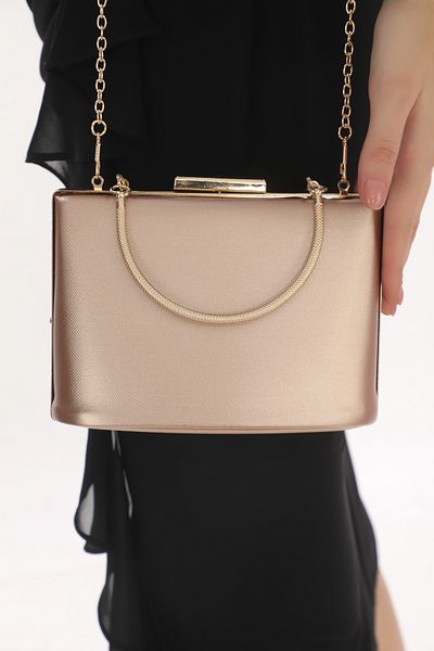 womenacs Γυναικείο βραδινό φόρεμα Clutch Τσάντα Clutch με υφασμάτινο σχέδιο σε σκόνη