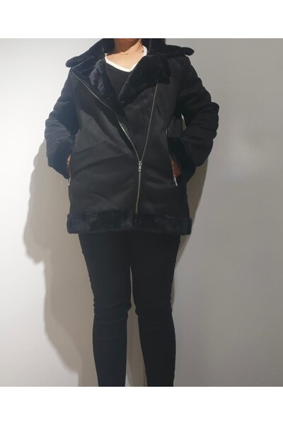 LEVURE Kadın İçi Suni Kürk Süet Mont