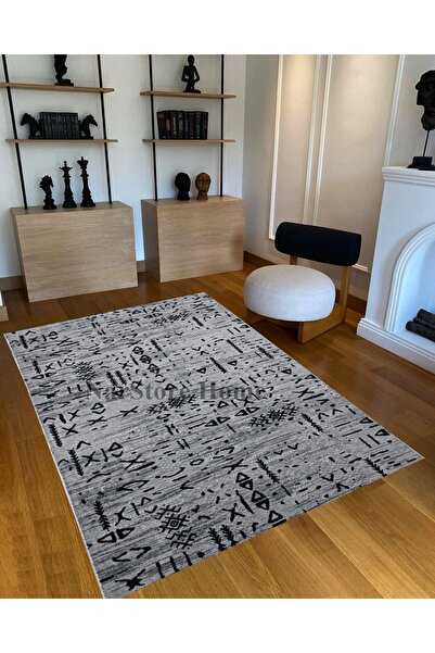 NaRStore Home İskandinav Kabartmalı Gri Kaymaz Taban Yıkanabilir Kesme Yolluk Halı
