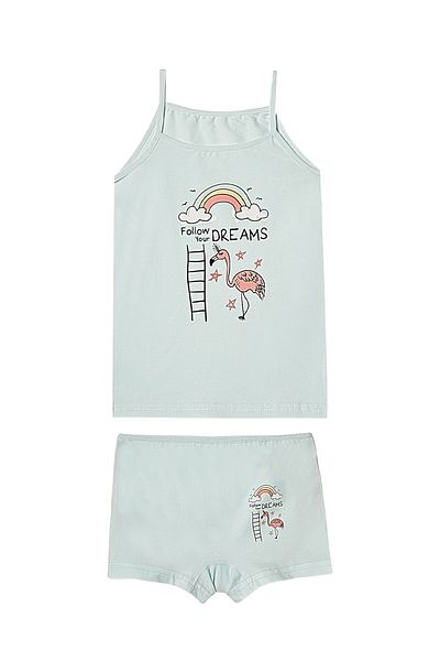 C&City طقم شورت رياضي بحمالات مطبوعة للبنات 1070 K-209