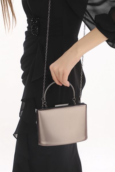 womenacs Γυναικεία υφασμάτινη τσάντα Clutch Clutch σε χρώμα Platinum