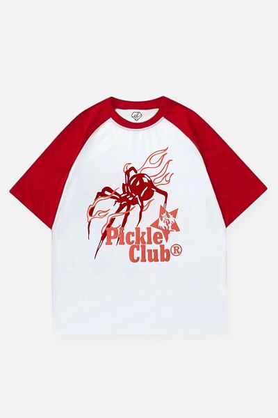EFBUTİK White Unisex Red Raglan Spider Pickle Club T-shirt