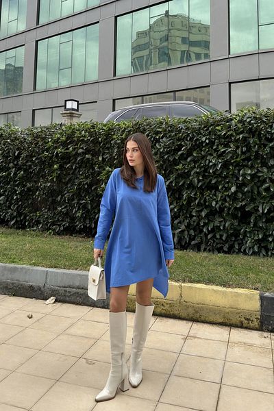 Buklemoda Tunica asimetrica cu guler camasa