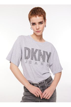 Dkny Jeans Gri Kad n Bisiklet Yaka Truvakar Kol Bask l T Shirt E3ITCUSB Fiyat Yorumlar Trendyol