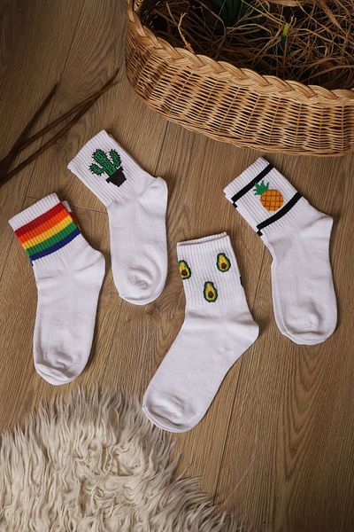 Esinti Șosete bărbați Șosete femei Șosete sport colorate cu model Șosete cu model 4 buc