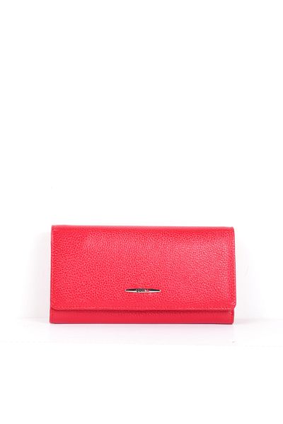 Eminsa Red Genuine Leather Women's Magnetic Cover Wallet