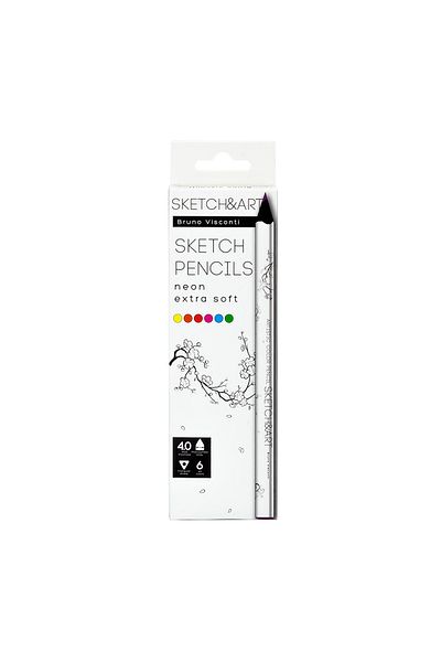 Bruno Visconti "Sketch&Art" Professional Dry Paint Marker, Thick Body, 4 mm Graphite. Neon 6 Colors