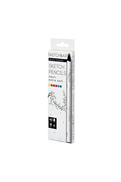 Bruno Visconti "Sketch&Art" Professional Dry Paint Marker, Thick Body, 4 mm Graphite. Neon 6 Colors